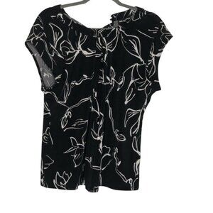 Karl Langerfeld Paris Peephole Back Black Floral Blouse Size L